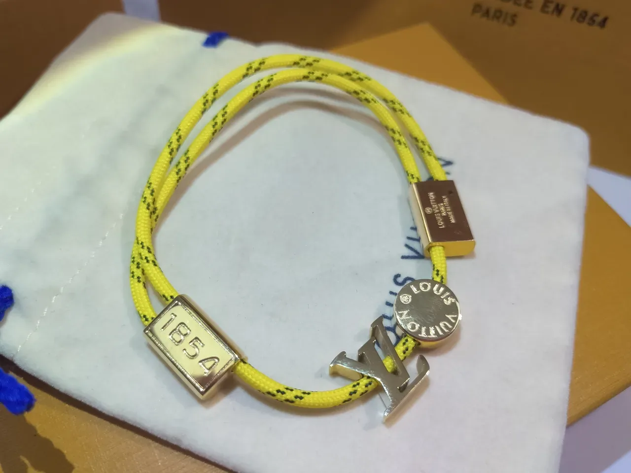 Louis Vuitton LV Circle Yellow Braided Cord Bracelet 5