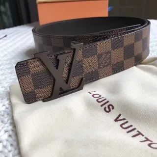 Louis Vuitton LV Initiales Damier Ebène चेक पैटर्न लेदर बेल्ट