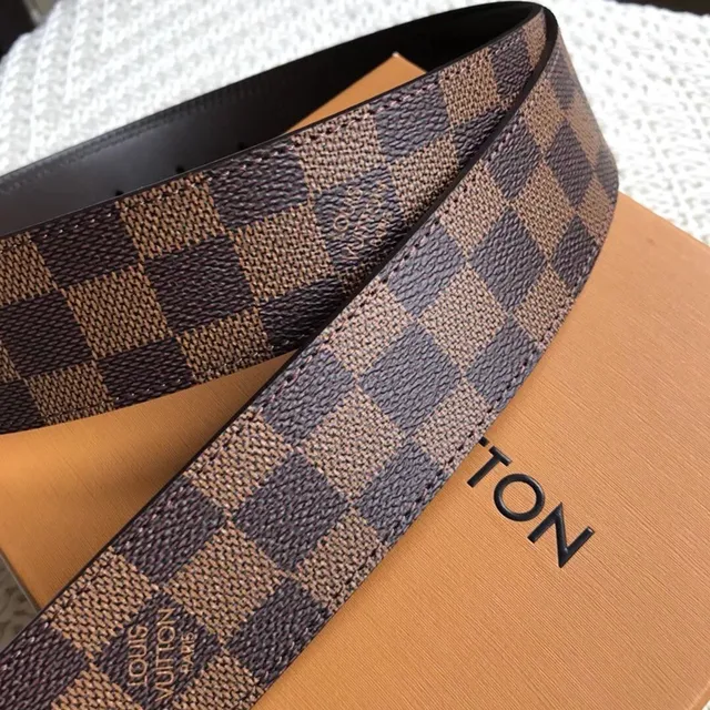 Louis Vuitton LV Initiales Damier Ebène حزم جلد بنمط مربعات 8
