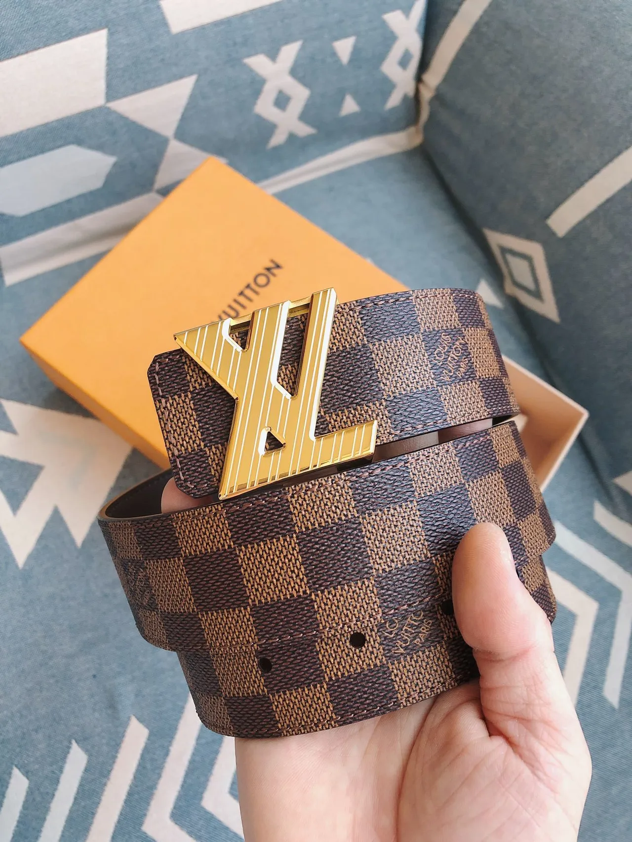 Louis Vuitton LV Initiales Damier Ebène حزام جلد 2