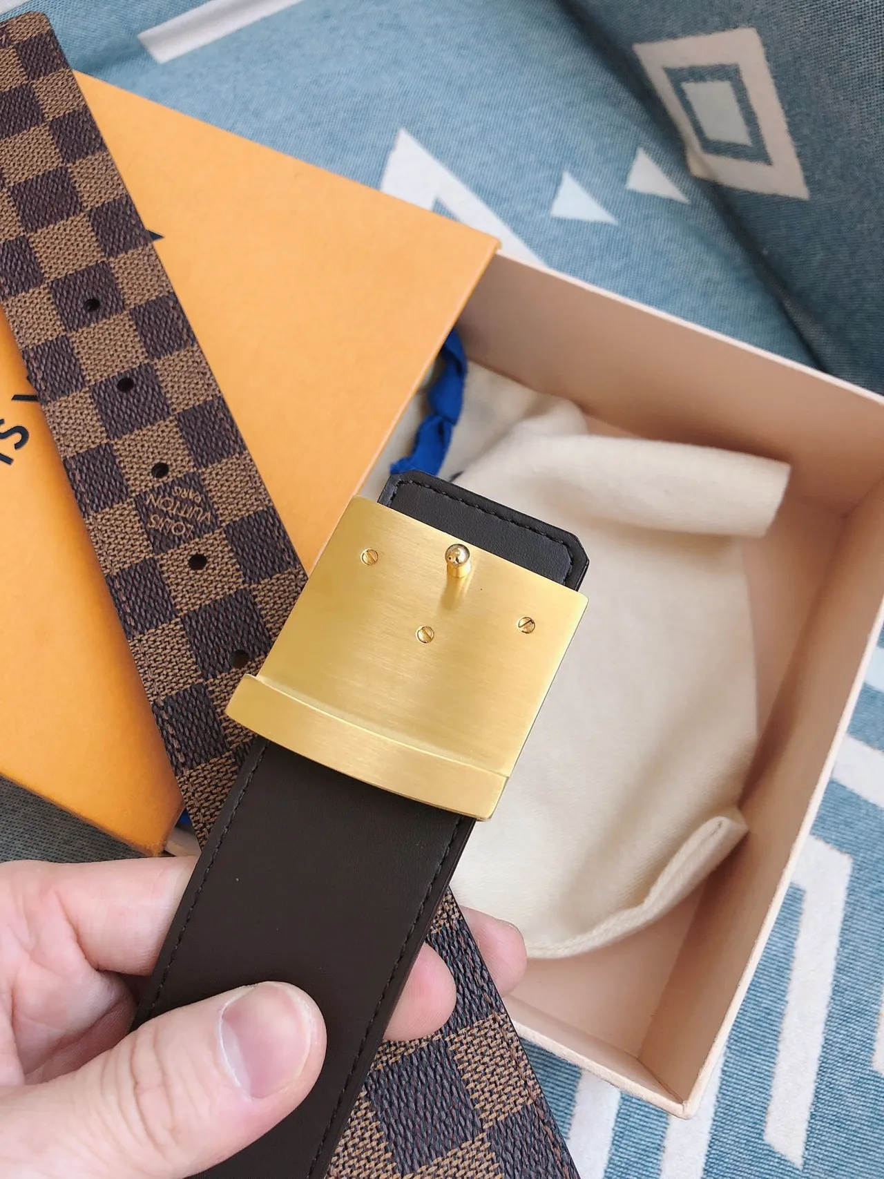 Louis Vuitton LV Initiales Damier Ebène حزام جلد 8