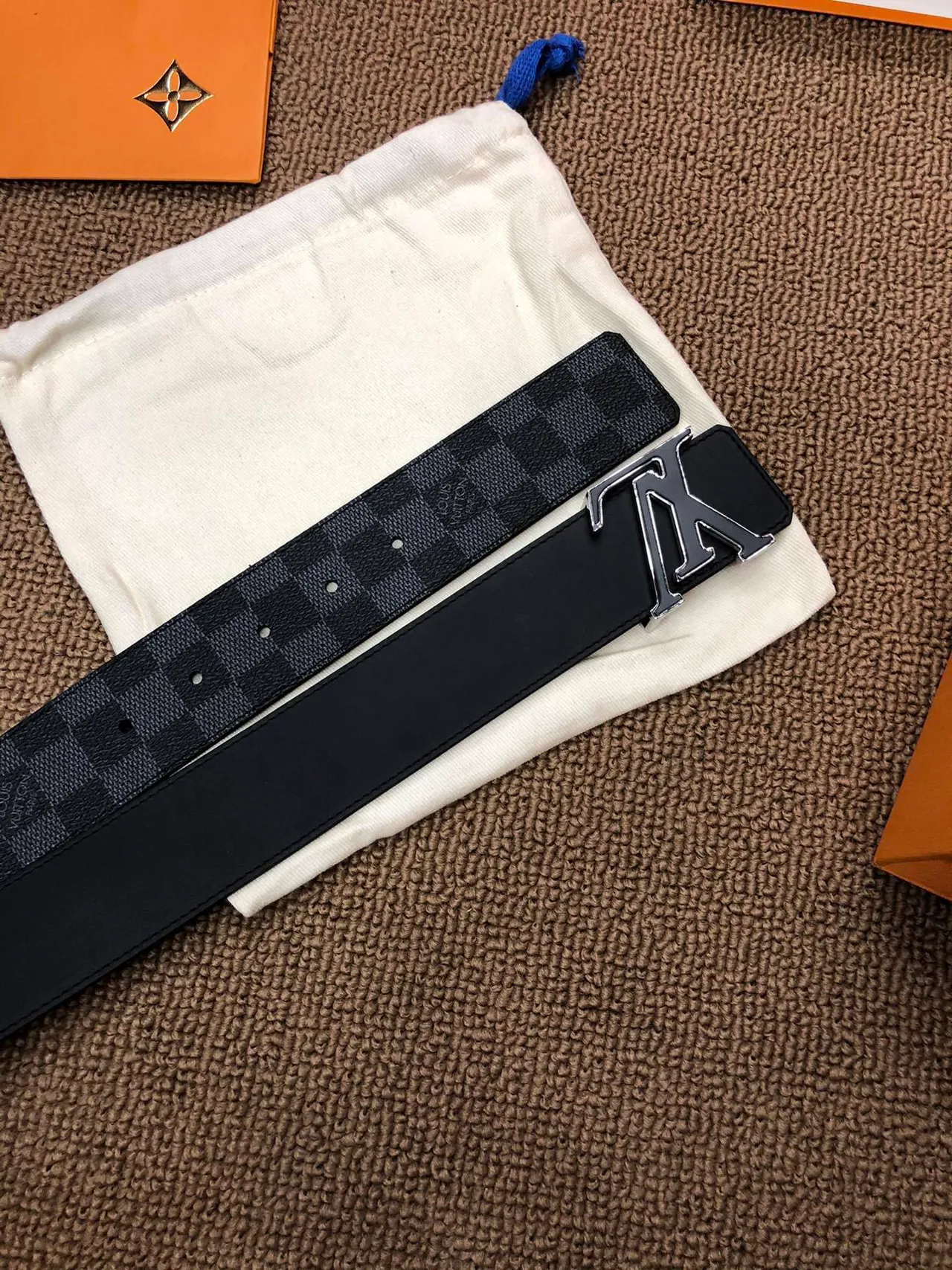 Louis Vuitton LV Initiales Damier Graphite Leather Belt 2