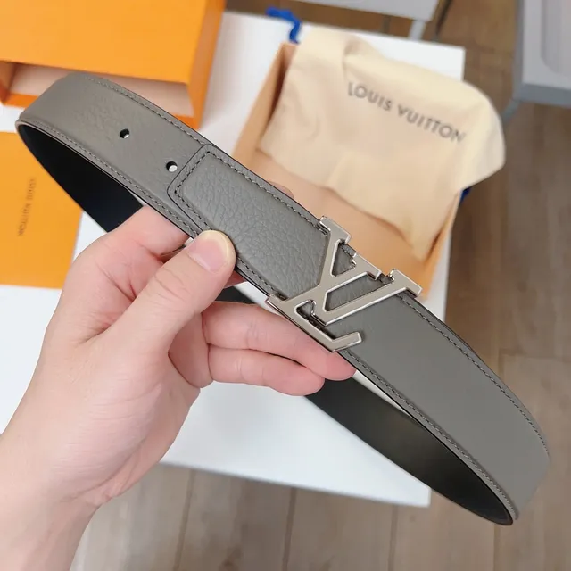 Louis Vuitton LV Initiales Gray and Black Leather Belt 8