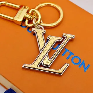 Louis Vuitton LV Logo Gold Silver Metallic Two-Tone Monogram-Engraved Crossbody Bag