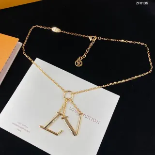 Louis Vuitton LV Monogram Gold-Tone চেইন নেকলেস