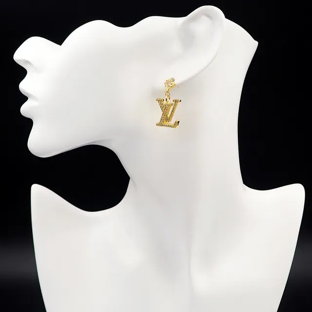 Louis Vuitton LV Monogram Pavé Crystal Gold-Tone Dangling Earrings 6