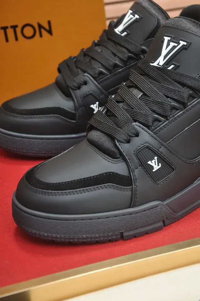 Louis Vuitton LV Trainer Noir Argent Monocrome Studded Strap System Lifestyle Sneakers 3