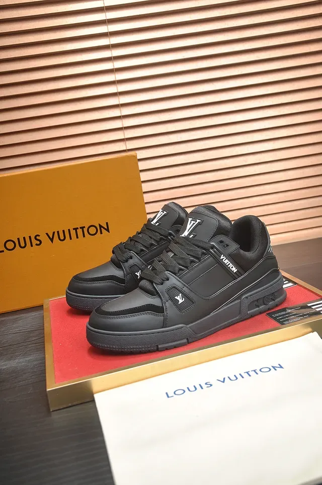 Louis Vuitton LV Trainer Noir Argent Monocrome Studded Strap System Lifestyle Sneakers 5