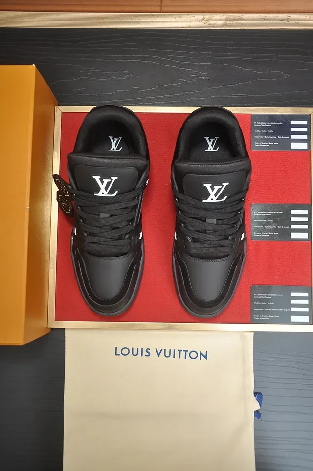 Louis Vuitton LV Trainer Noir Argent Monocrome Studded Strap System Lifestyle Sneakers 6