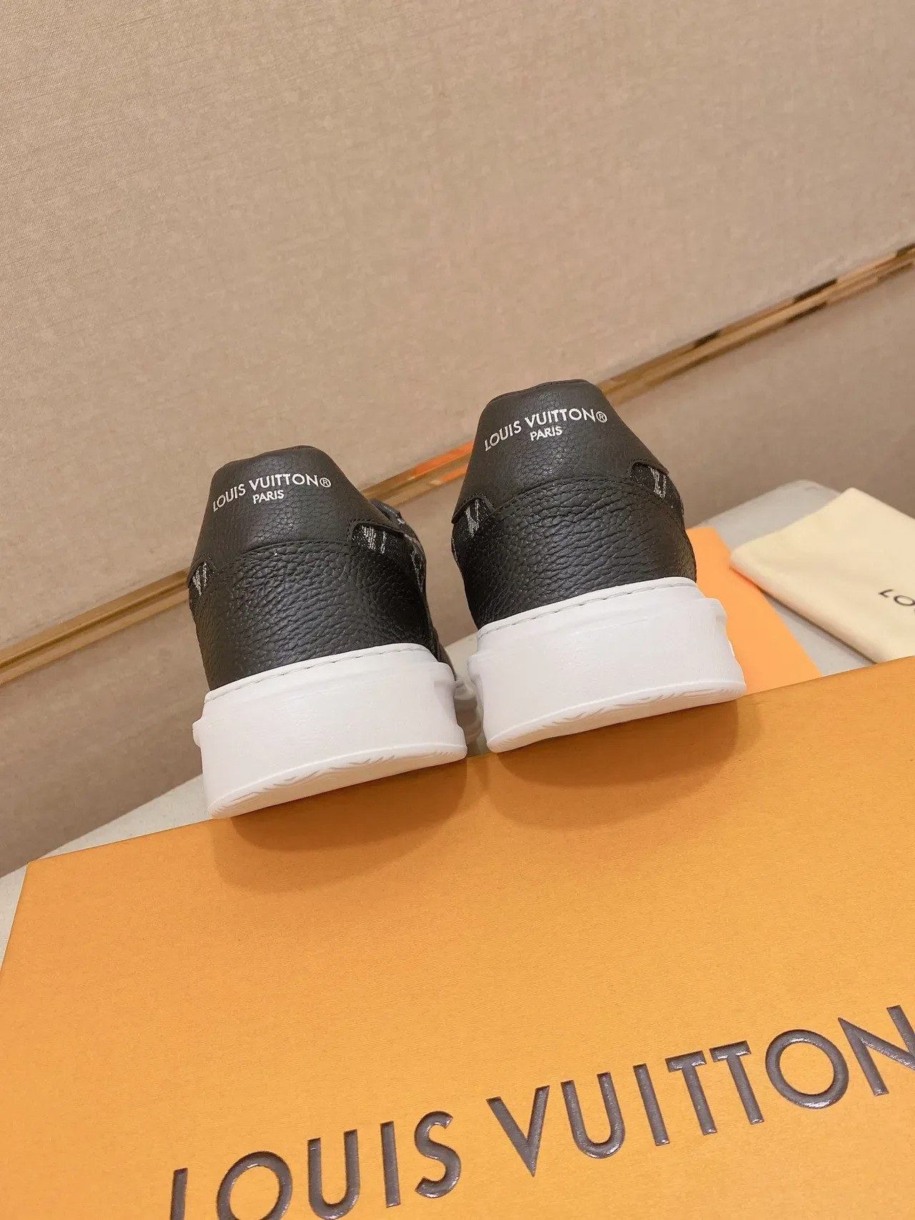 Louis Vuitton LV Trainer Black White Monogram Canvas Textured Leather Toe Cap Lifestyle Sneakers 3