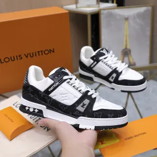 Louis Vuitton LV Trainer Negro y Blanco Panel Textil Quilted Cuero Monogrammed Zapatillas Lifestyle