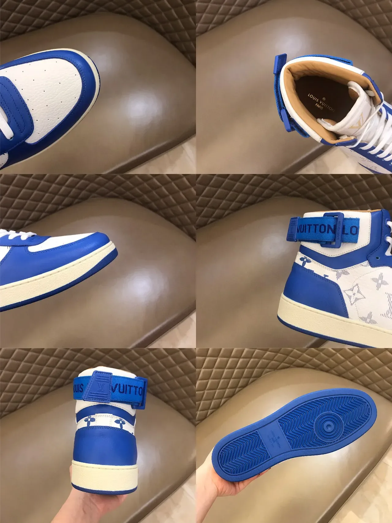 Louis Vuitton LV Trainer Blue White High-Top Monogram Canvas Lifestyle Sneakers 2