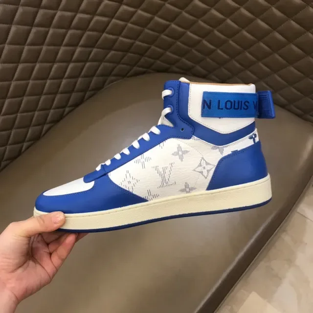 Louis Vuitton LV Trainer Blue White High-Top Monogram Canvas Lifestyle Sneakers 3