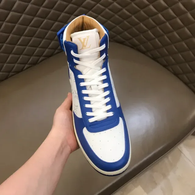 Louis Vuitton LV Trainer Blue White High-Top Monogram Canvas Lifestyle Sneakers 4