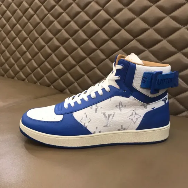 Louis Vuitton LV Trainer Blue White High-Top Monogram Canvas Lifestyle Sneakers 5