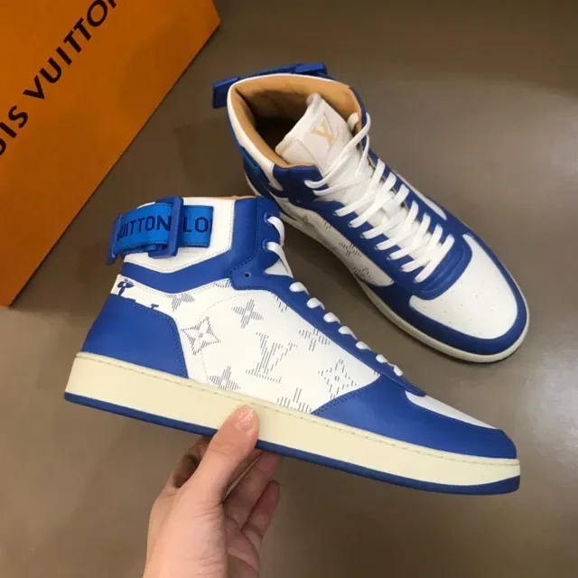 Louis Vuitton LV Trainer Blue White High-Top Monogram Canvas Lifestyle Sneakers 6