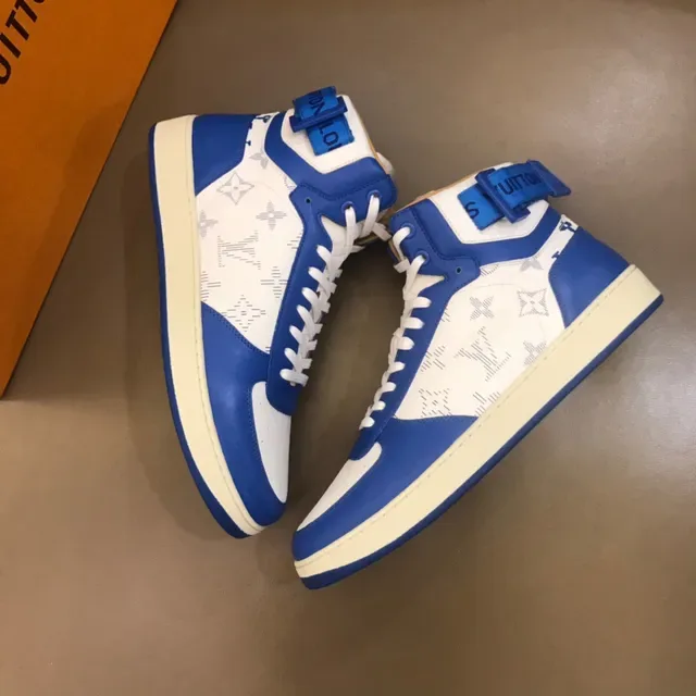 Louis Vuitton LV Trainer Blue White High-Top Monogram Canvas Lifestyle Sneakers 7