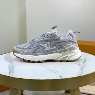 Louis Vuitton LV Trainer Gray Beige Sole Mesh And Suede Upper Chunky Sneakers