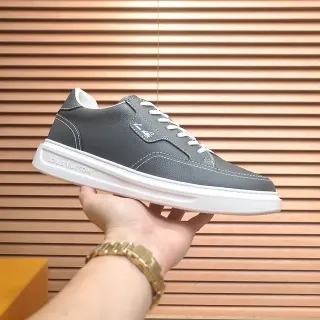 Louis Vuitton LV Trainer Gris Blanco Low-Top Superior de Cuero Zapatillas Lifestyle