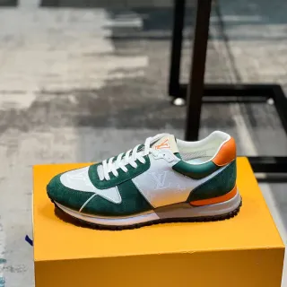 Louis Vuitton LV Trainer Verde Naranja Monogram Malla Ante Superposiciones Zapatillas Lifestyle
