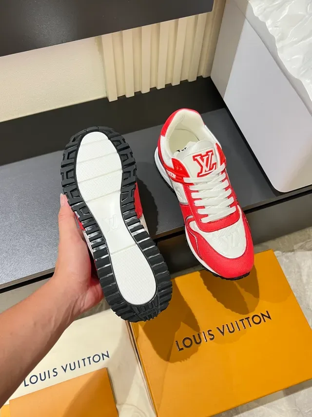 Louis Vuitton LV Trainer Red White Low-Top Mixed-Material Lifestyle Sneakers 3