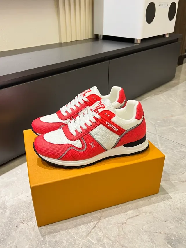 Louis Vuitton LV Trainer Red White Low-Top Mixed-Material Lifestyle Sneakers 4