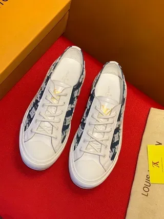 Louis Vuitton LV Trainer White Blue Denim Monogram Panel Leather Accents Lifestyle Sneakers 7