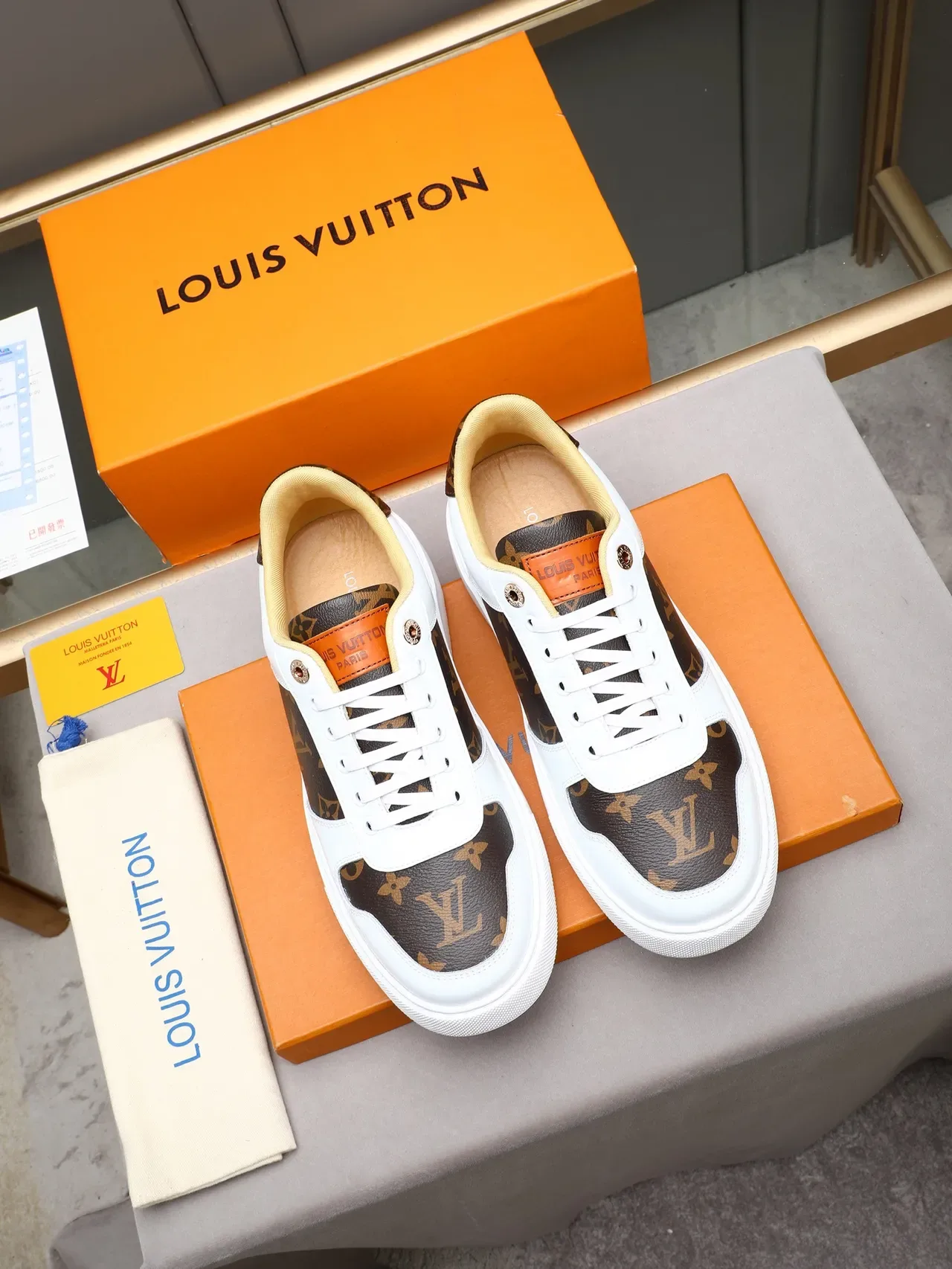 Louis Vuitton LV Trainer White Brown Low-Top Monogram Canvas Lifestyle Sneakers 3