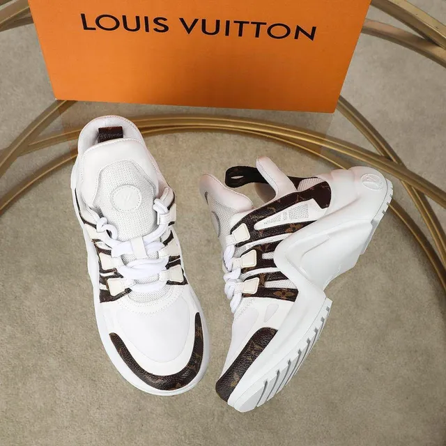 Louis Vuitton LV Trainer White Brown Sole Monogram Leather Straps Chunky Sneakers 2