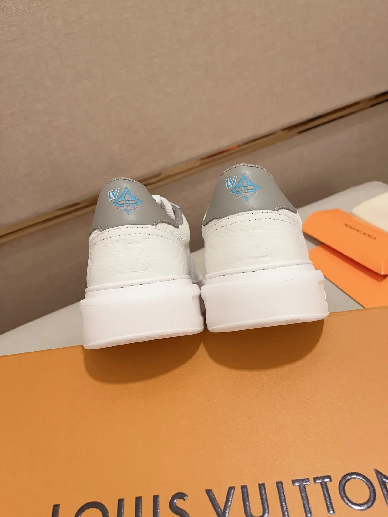 Louis Vuitton LV Trainer White Gray Low-Top Platform Textured Leather And Mesh Upper Lifestyle Sneakers 3