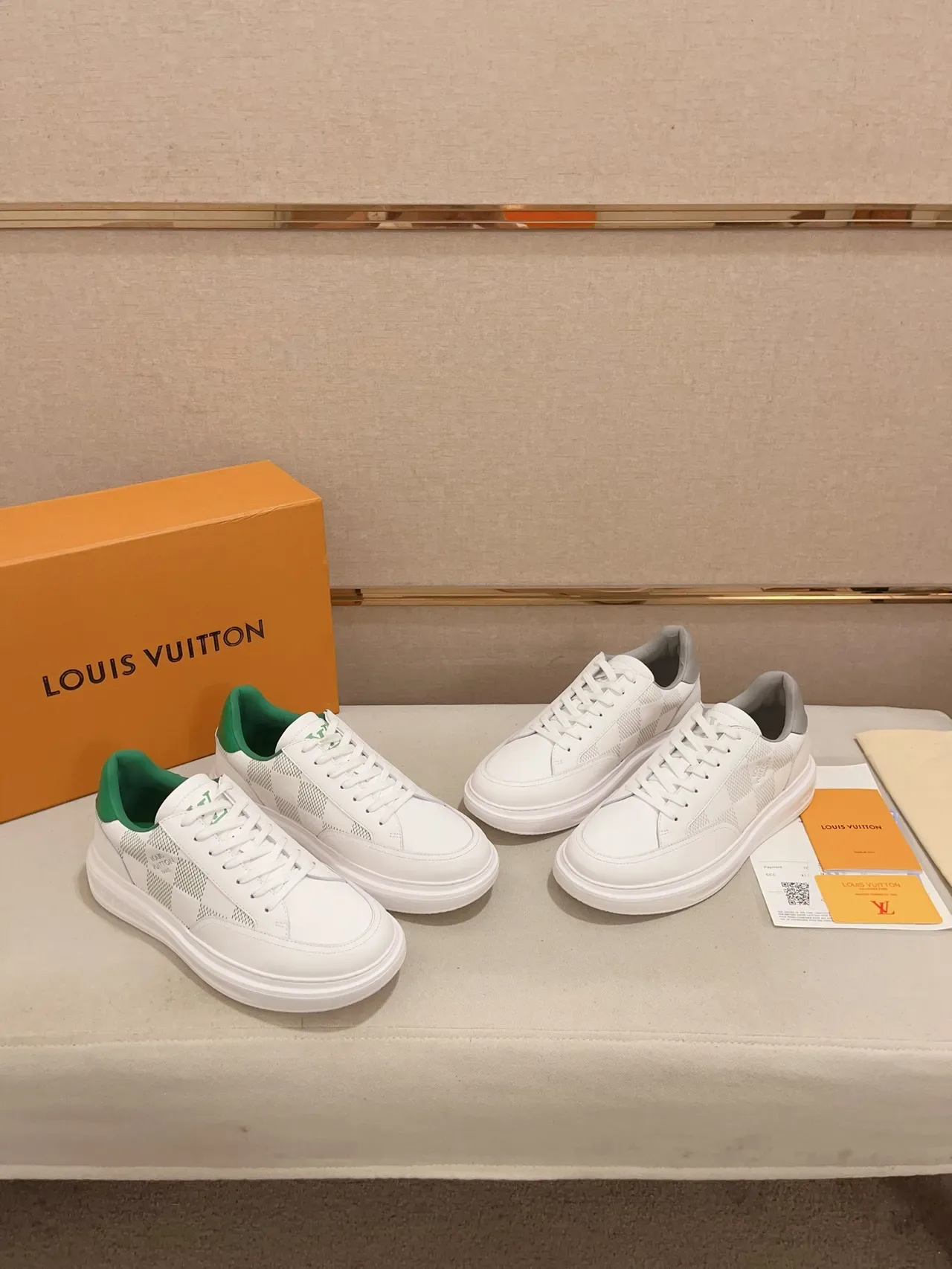 Louis Vuitton LV Trainer White Green Low-Top Leather Upper Lifestyle Sneakers 2