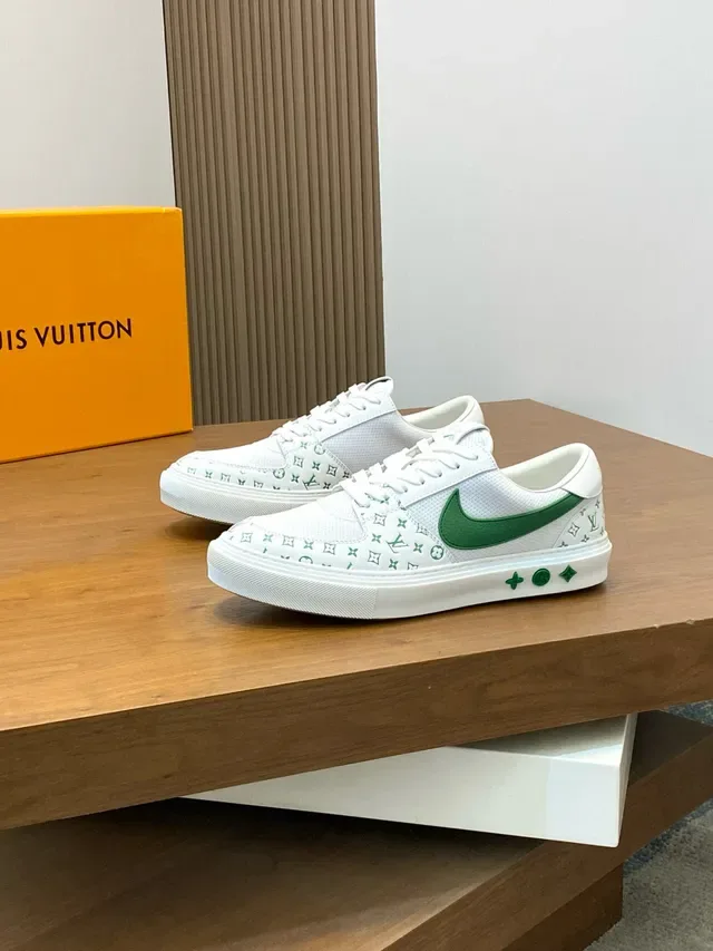 Louis Vuitton LV Trainer Blancs Verts Monogram-Printed Low-Top Lifestyle Sneakers 4