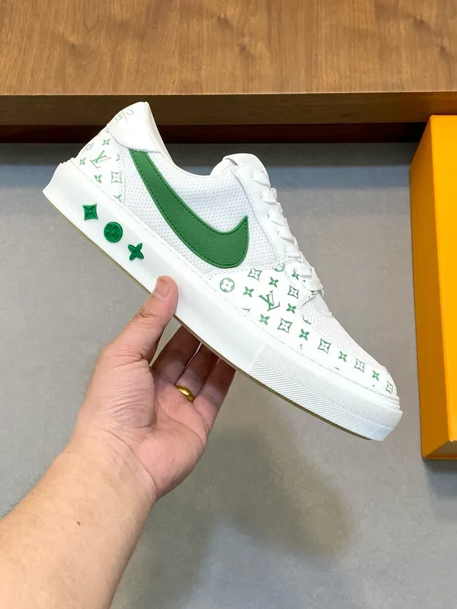 Louis Vuitton LV Trainer Blancs Verts Monogram-Printed Low-Top Lifestyle Sneakers 5