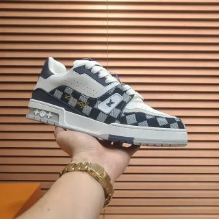 Louis Vuitton LV Sneakers Low-Top Checkerboard Damier Textil Lifestyle White Navy