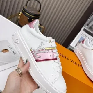 Louis Vuitton LV Trainer 白色 粉色 皮革 平台 鞋底 生活方式 运动鞋