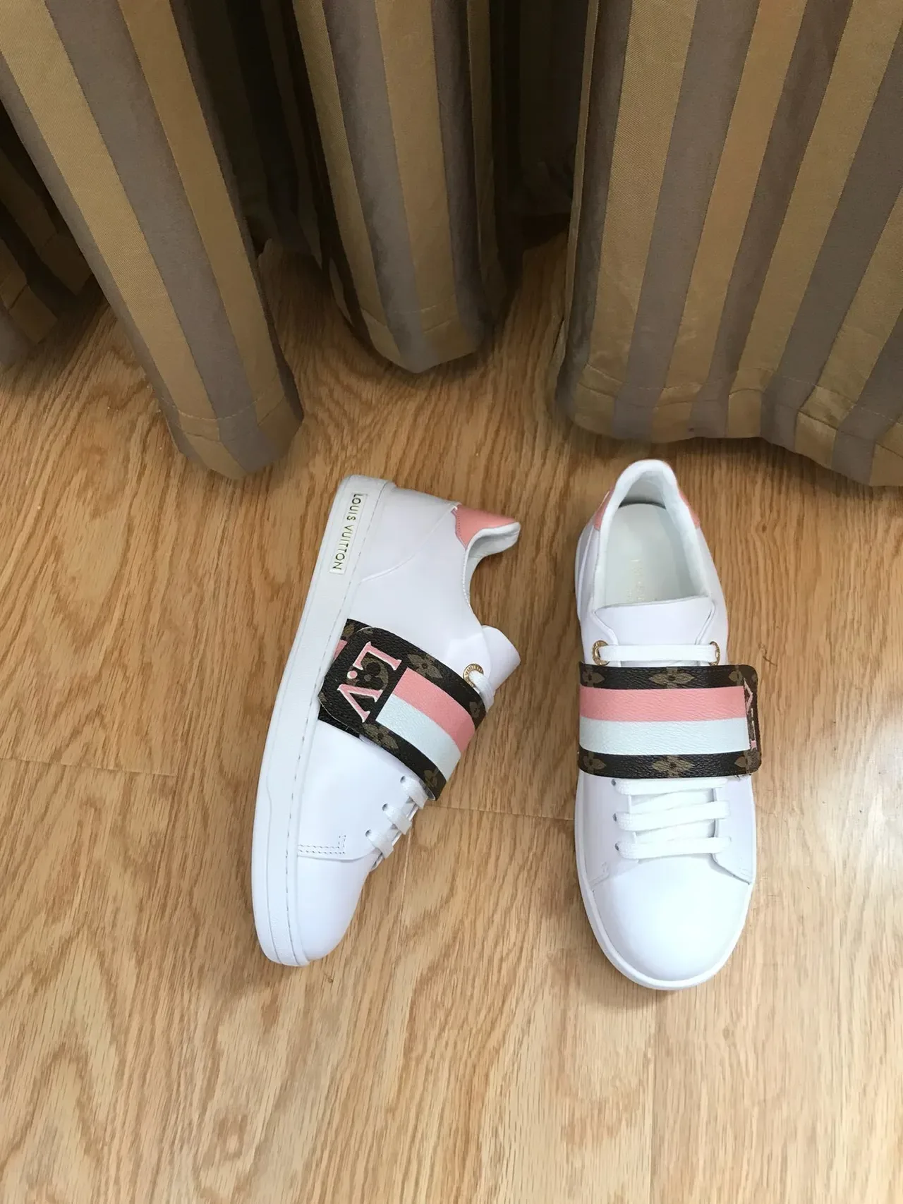 Louis Vuitton LV Trainer White Pink Monogram Strap Lifestyle Sneakers 3