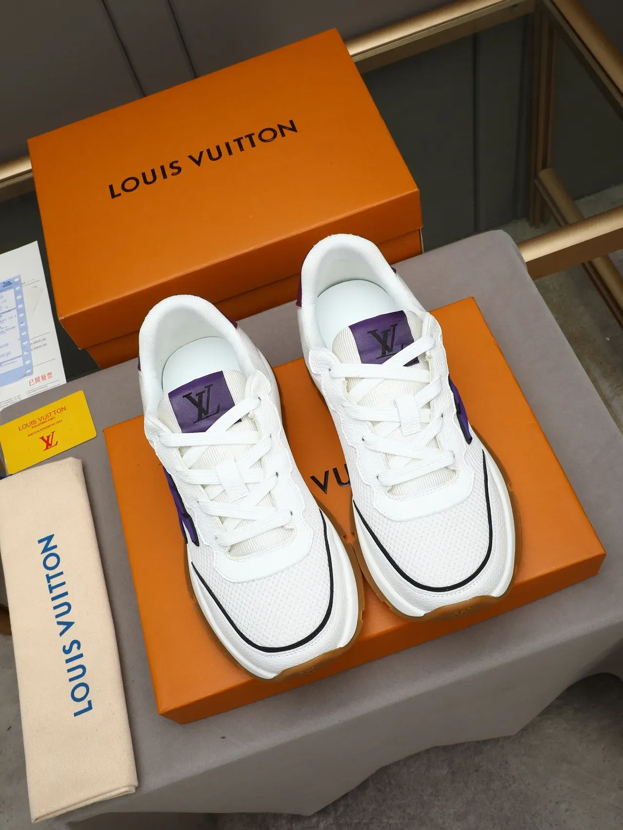 Louis Vuitton LV Trainer White Purple Mesh Upper Oversized Monogram Lifestyle Sneakers 2