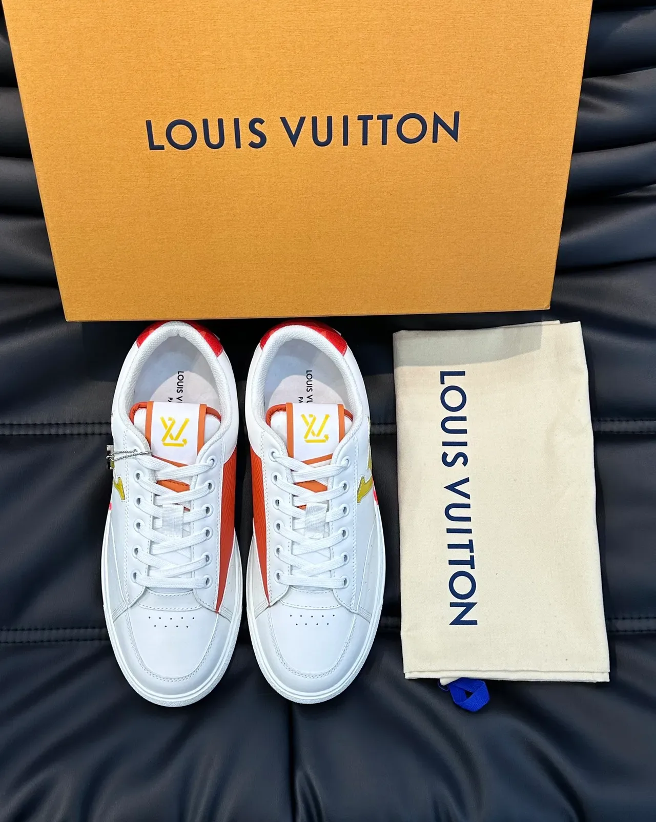 Louis Vuitton LV Trainer White Yellow Low-Top Leather Upper Lifestyle Sneakers 4