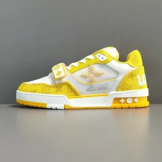 Louis Vuitton LV Trainer पीला सफेद लो टॉप मॉनोग्राम टेक्सटाइल लाइफस्टाइल स्नीकर