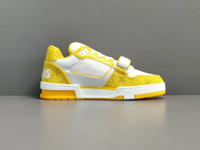 Louis Vuitton LV Trainer Yellow White Low-Top Monogram Textile Lifestyle Sneakers 12