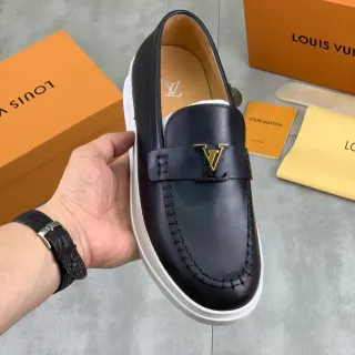 Louis Vuitton LV Twist Loafer কালো সাদা চামড়া Moc-Toe সেলাই