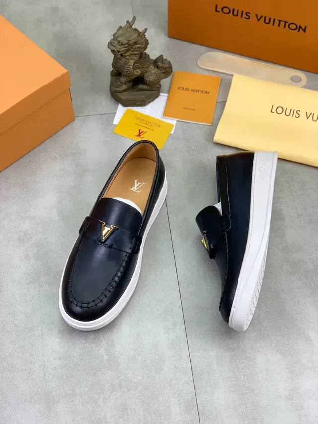 Louis Vuitton LV Twist Loafer কালো সাদা চামড়া Moc-Toe সেলাই 5