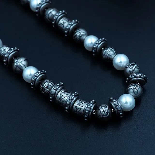 Louis Vuitton LV Whisper Beads Silver-Tone and White Beaded Necklace 2