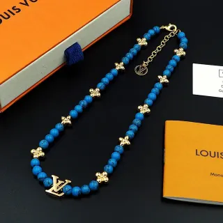Louis Vuitton Monogram Beads টার্কয়েজ এবং গোল্ড-টোন নেকলেস