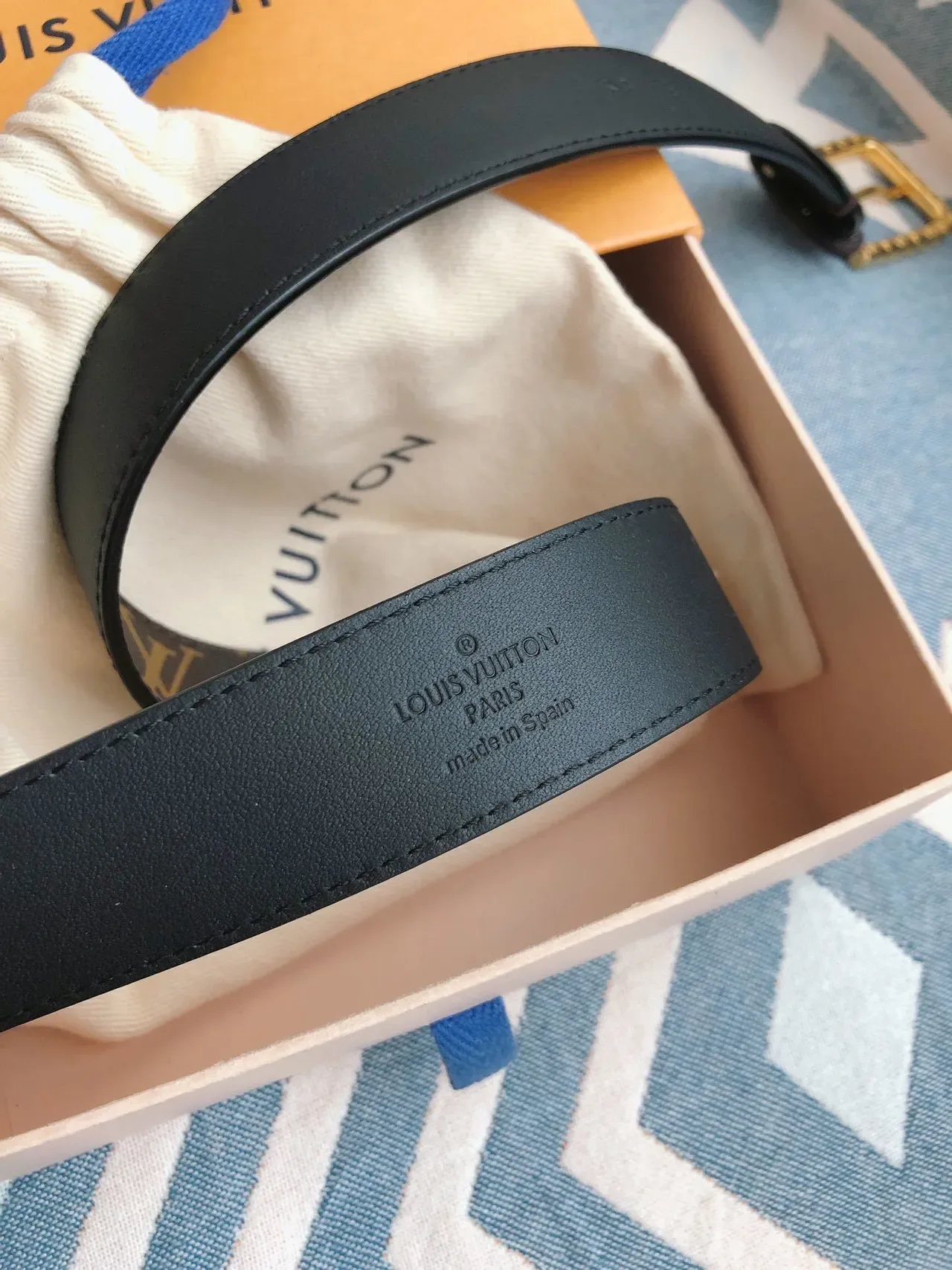 Louis Vuitton Correa Monograma Marrón Lona Recubierta de Oro Hebilla Rectangular Correa de Cuero 7