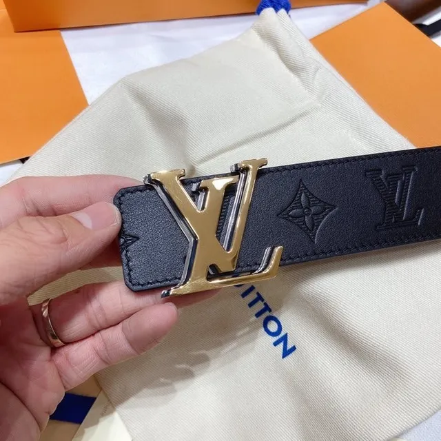 Louis Vuitton Monogram Black Gold LV Twist Buckle Leather Belt 7
