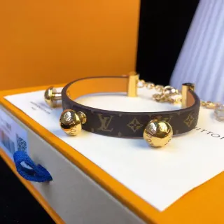 Louis Vuitton Monogram Canvas Bracelet Brown Gold Spherical Charms Bracelet