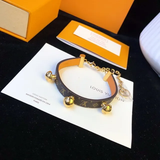 Louis Vuitton Monogram Canvas Bracelet Brown Gold Spherical Charms Bracelet 2