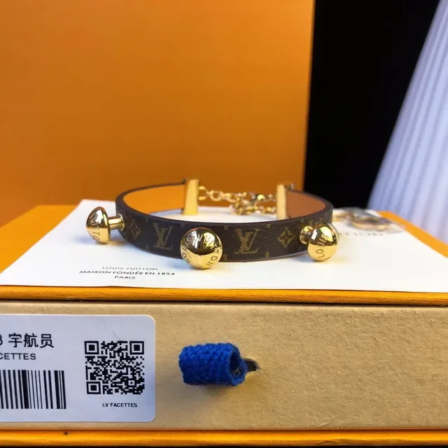Louis Vuitton Monogram Canvas Bracelet Brown Gold Spherical Charms Bracelet 8