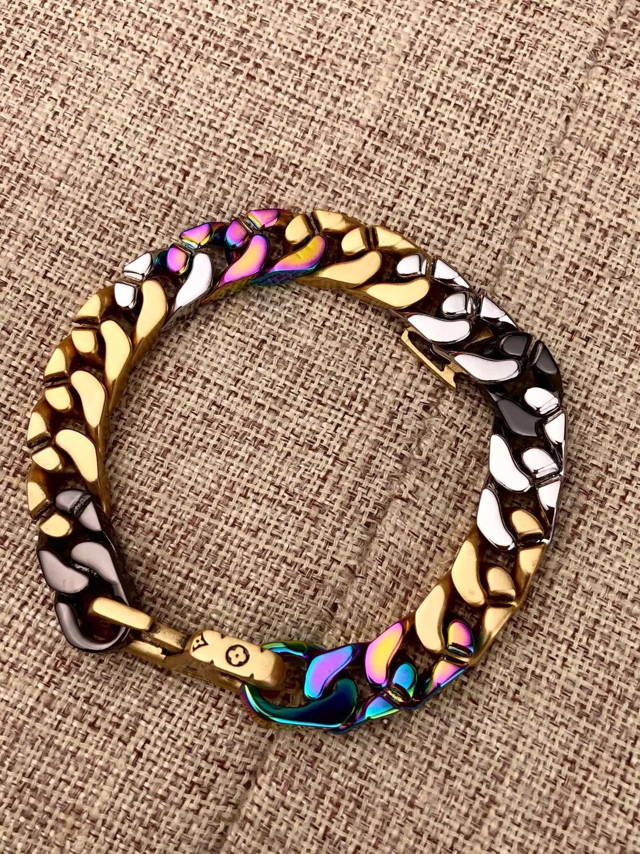 Louis Vuitton Monogram Curb-Link Iridescente Bicolor Bracelete 8